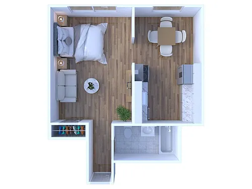 Floor plan Frederick Apts - Studio, Renovated
