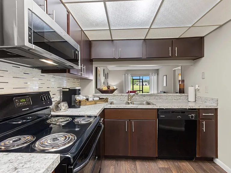 Kitchen with Built-In Microwave
