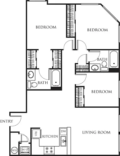 Floor plan Three Bedroom 1110