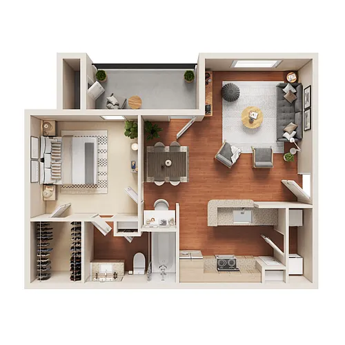 Floor plan One Bedroom A2