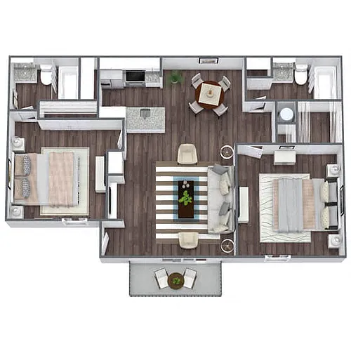 Floor plan B3: 2 Bed 2 Bath