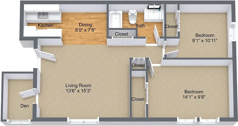 Floor plan Two Bedroom Upper
