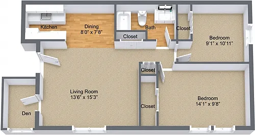 Floor plan Two Bedroom Upper