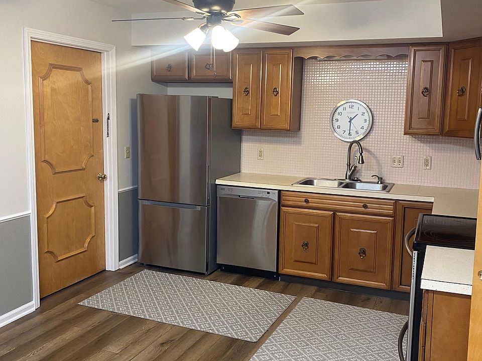 Kitchen with back door exit