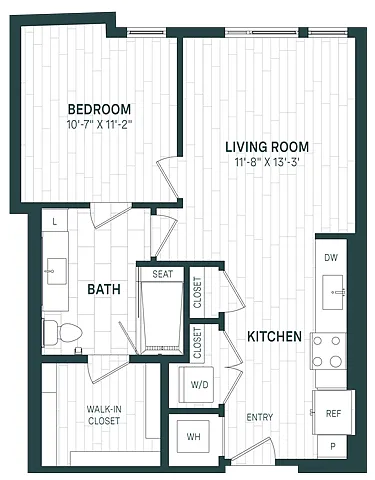 Floor plan 1 Bed/1 Bath-A10S