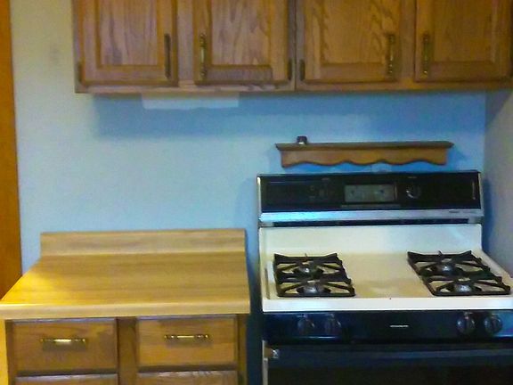 Kitchen counters, stove
