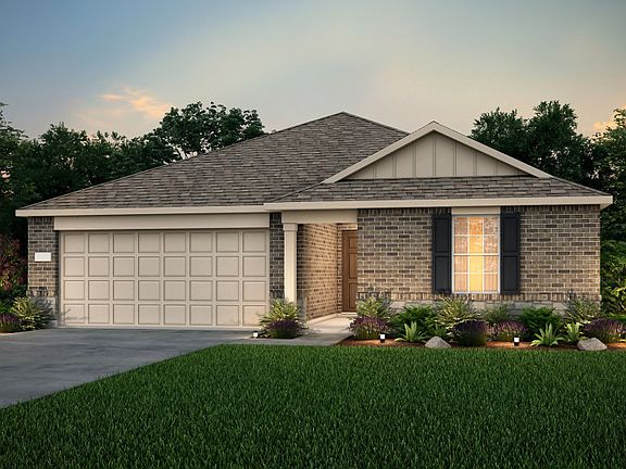 The Rayburn, a one-story home with 2-car garage, shown with Home Exterior LS201