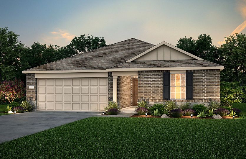 The Rayburn, a one-story home with 2-car garage, shown with Home Exterior LS201