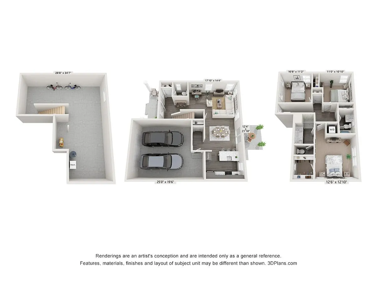 Floor plan 3 Bedroom with Basement