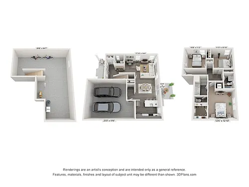 Floor plan 3 Bedroom with Basement