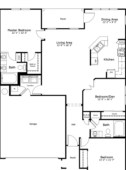Floorplans-3BR-2BA-Teardrop-Ivy-Town Floorplans-3BR-2BA-Teardrop-Ivy-Town