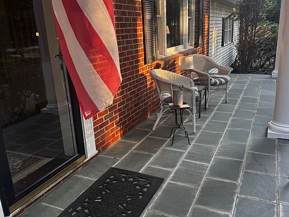 Home front stone portico.