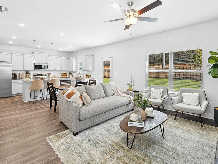 A refined living area offering a graceful view of the home's living and dining space