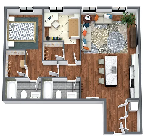 Floor plan The Archive - 2 Bedroom