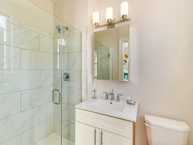One-bedroom bathroom (staged)