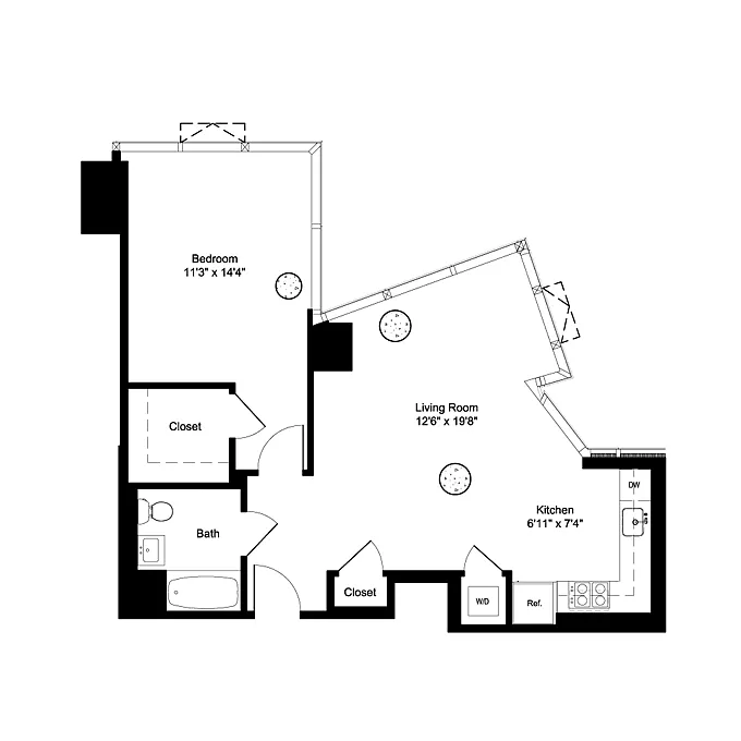 Floor plan One Bedroom I 3-6