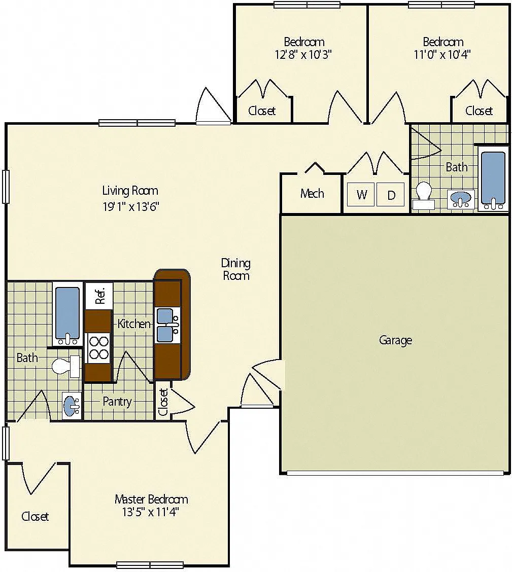 Floor plan 3 Bedroom | Renovated