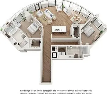 2 BR x 2 BA Flat - E Floorplan 2 BR x 2 BA Flat - E Floorplan