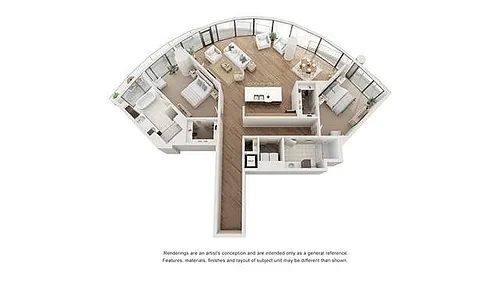 Floor plan 2 BR x 2 BA Flat - E