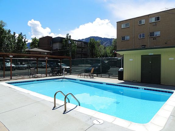 Gated condo pool, with nice mountain backdrop