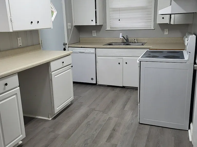 Kitchen with door to back porch
