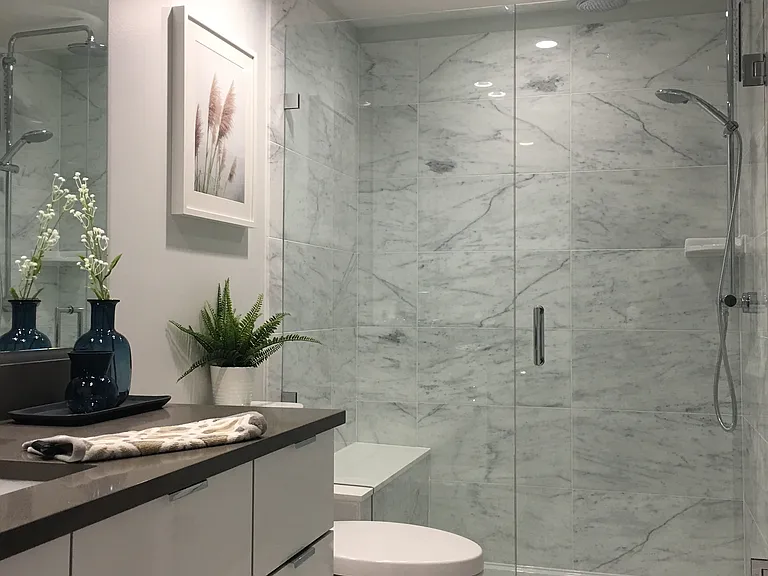 Main bathroom with walk-in shower.