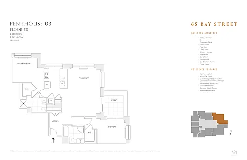 Floor plan 2 BR 2 BA Res 03 & 04: FL 50