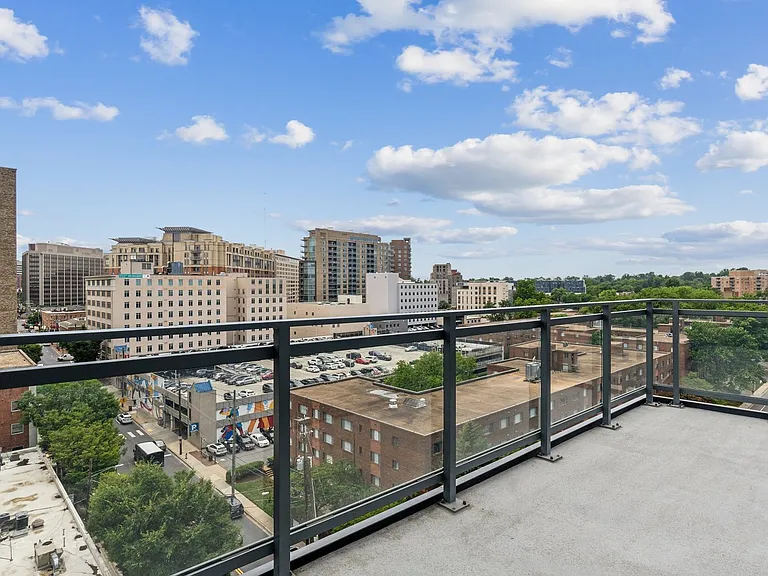Spacious patio with views of the city