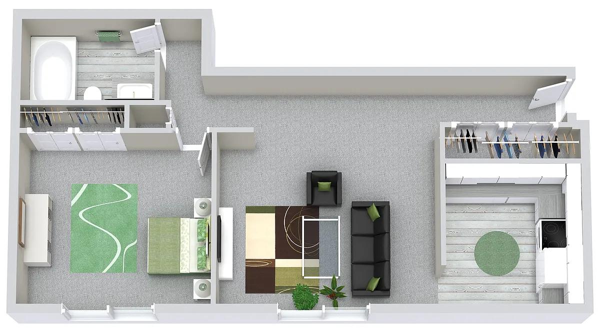 Floor plan 1 Bed | 1 Bath