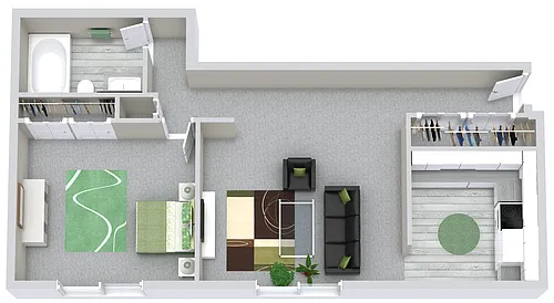 Floor plan 1 Bed / 1 Bath - Premium Upgrade