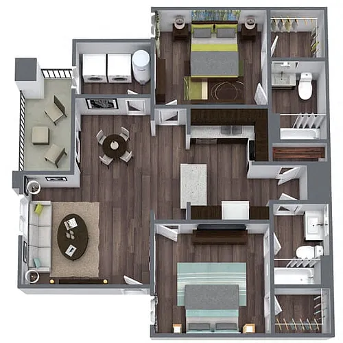 Floor plan B1: 2 Bed 2 Bath
