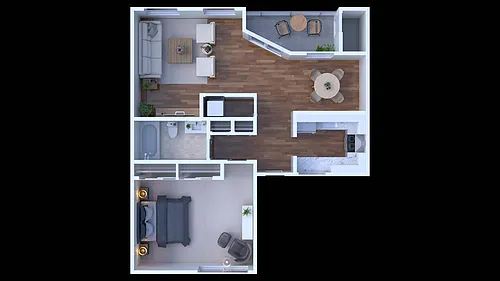 Floor plan 1BD - 1BTH JR Renovated