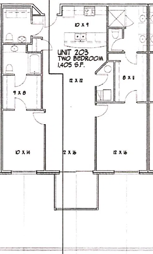Floor plan 2 Bed 1405 SF