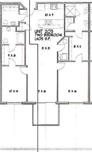 Floor plan 2 Bed 1405 SF