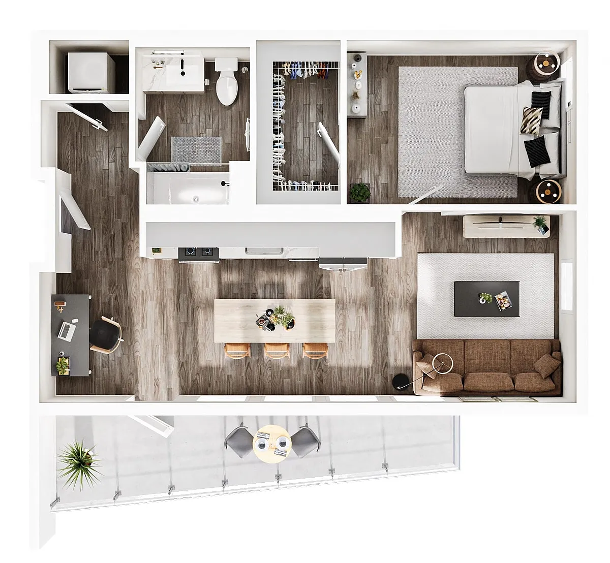 Floor plan 1 Bedroom | 1 Bath | Plan A15