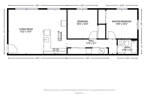 Floor plan 2 Bed 1 Bath
