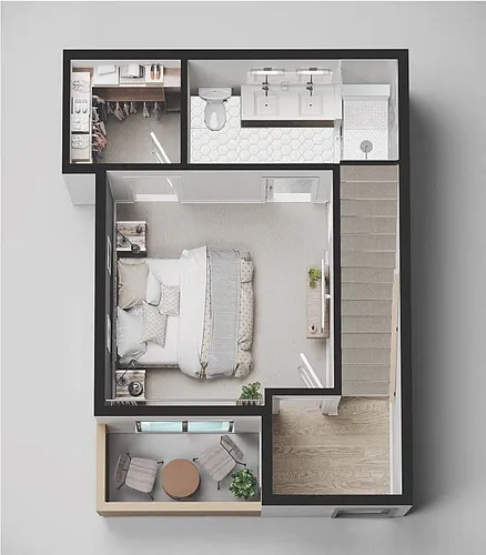 Floor plan 1 Bedroom, 1.5 Bath
