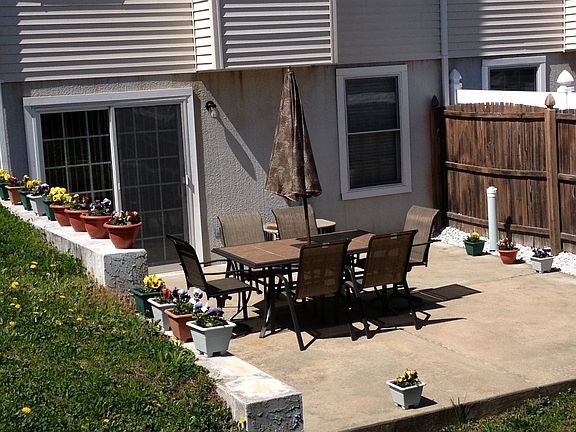landscaped backyard patio area
