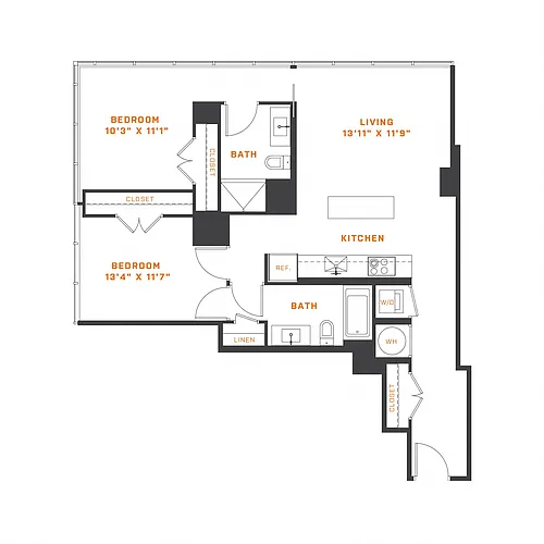 Floor plan 2 Bedroom - 2 Bath | B01
