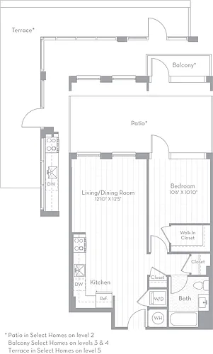 Floor plan 1 Bed/1 Bath-A08