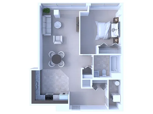 Floor plan 1 Bedroom/1 Bathroom - 794