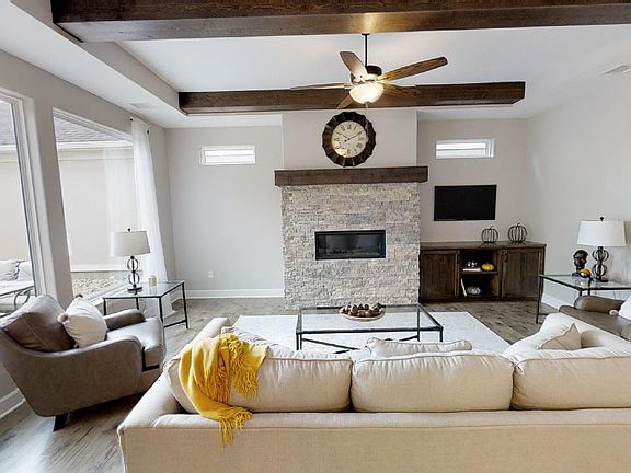 Living Room w Custom Beams