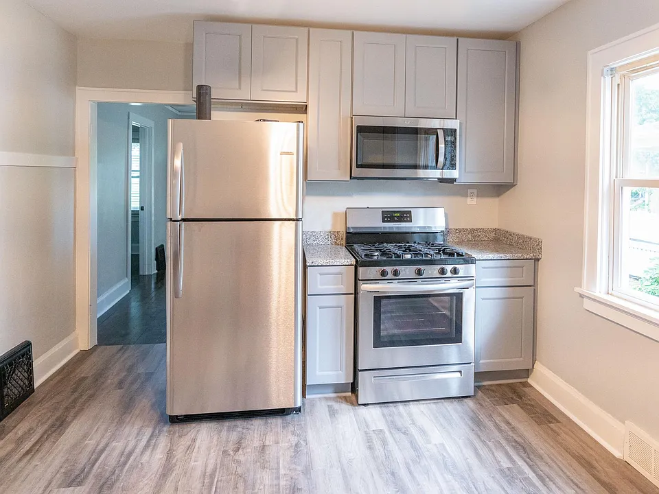 New kitchen complete with: wood cabinets, granite, undermount sink, all new stainless steel appliances, vinyl plank floor (only in kitchen the rest of the apartment refinished hardwood floor)