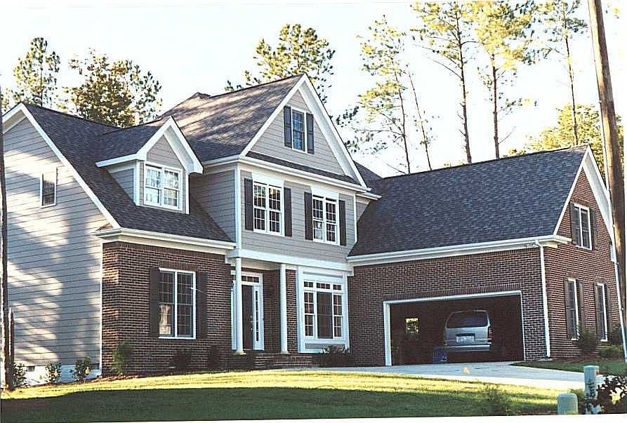 Front view showing double garage