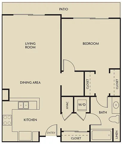 Floor plan 1 Bedroom 1 Bath Plan D