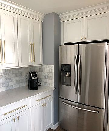 Marble backsplash,new fridge