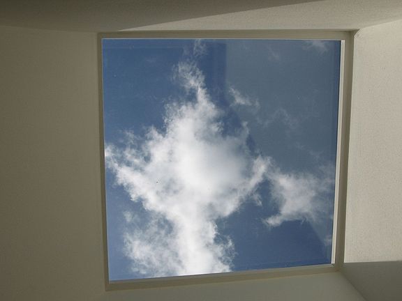 View thru skylite in kitchen