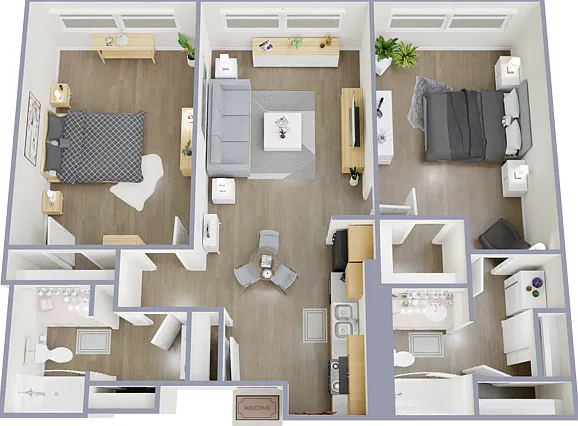 2 Bedroom, 2 Bathroom 2 Bedroom, 2 Bathroom