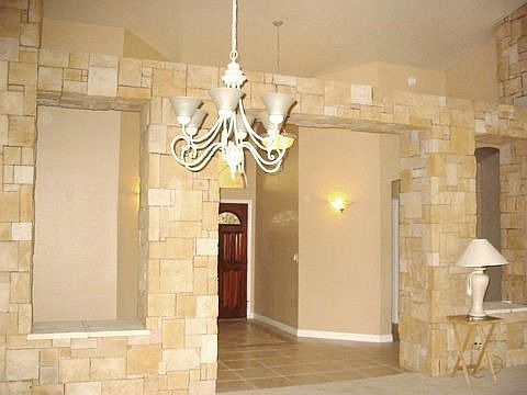Decorative stone at entry