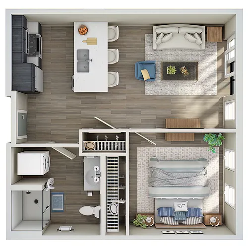 Floor plan 1 Bed, 1 Bath - MFTE - A